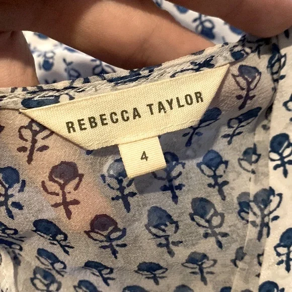 Rebecca Taylor Blue and White Silk Sheer Back Dress 💙🤍💙 - Picture 3 of 9